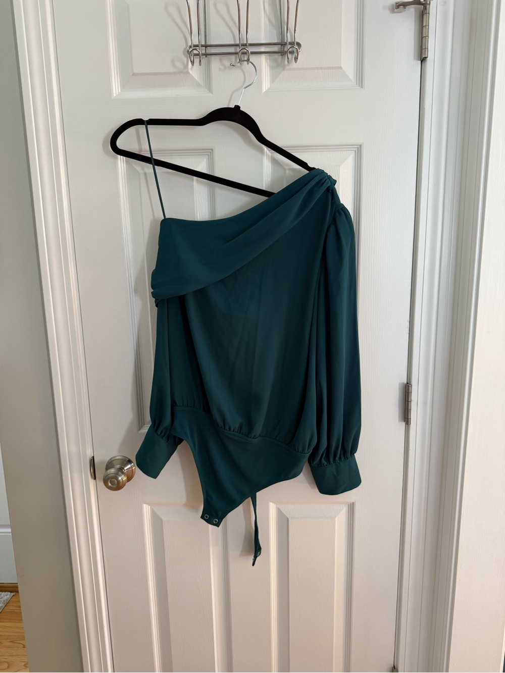 NWT Express Teal One-Shoulder Draped Bodysuit